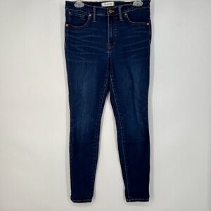 Madewell Womens Size 26 9" High Rise Skinny Jeans Dark Blue Five Pocket Stretch